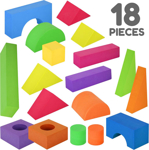 Giant Jumbo Building Foam Blocks for Toddlers – Large 18 Pieces