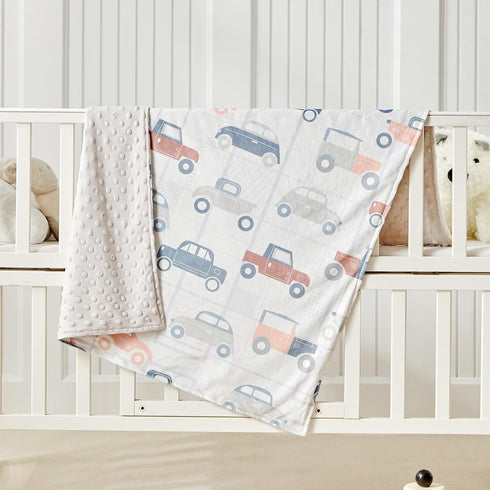 Carseat-30x40 Inches DuShow Cars Baby Blanket for Boys - Ultra Soft Double Layer Minky Blanket with Dotted Backing