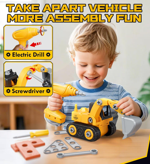 Set 3 3-5 Lehoo Castle Kids Tool with Electric Toy Drill and Tool Box, Construction Toys for Year Old Boys Birthday