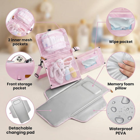 UBRAVOO Portable Diaper Changing Pad - Baby Diaper Changer Travel Bag with Wipes Pocket, Smart Design Portable Changing