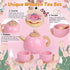 Set Set 2-5 Wooden Tea Party for Little Girls, Toddler Girl Gifts Princess Tea Time Toys, Wooden Tea Tray Cake Dessert
