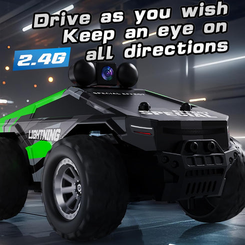 Wickena 1:28 Set, RC Cars FPV Camera RC Car with LED Lights - High Speed Remote Control Racing Truck for Adults & Kids
