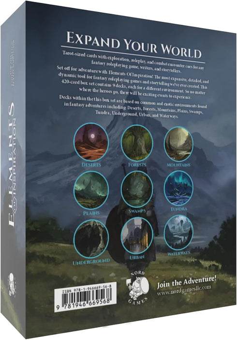 Boxed Set of 5e RPG Storytelling Cards: Elements of Inspiration, 420 Tarot Sized Cards for Tabletop & D&D