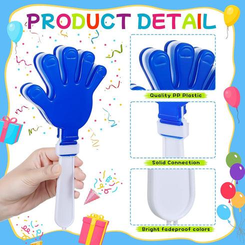 Poen 6 11 Inch Pcs Jumbo Hand Clappers Noise Makers Giant Large Plastic Noisemakers for Sporting Event Dance Fiesta