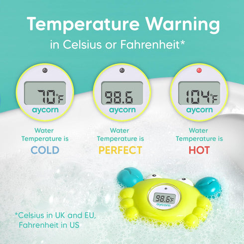 Aycorn Digital Baby Bath & Room Thermometer - Fahrenheit with LED Display & Temperature Warning