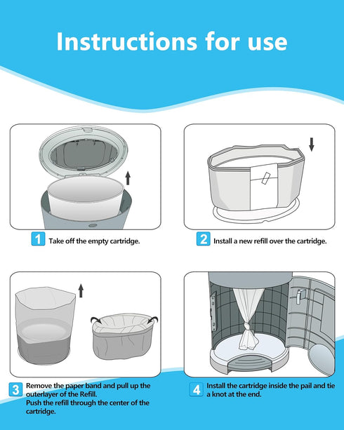 1980 (4 Pack) HIDALIFE Refills Compatible with Dekor Classic Diaper Pails, Disposable Diaper Trash Bags, Extra Thick