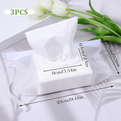 JIYIN 3 Backpacks Portable Wet Wipe Pouch Dispenser, Pcs Clear Wipe Dispenser Reusable Refillable Wipe Holder Flushable