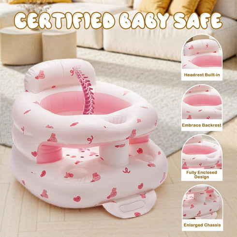 3-36 Inflatable Baby Seat for Babies Months,Baby Floor Chair with Built in Air Pump,Infant Back Support Seat