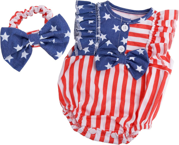 BABESIDE 2 Pcs Reborn Baby Doll Clothes Set, 17-22 Inch Baby Doll Clothing Accessories with Headband