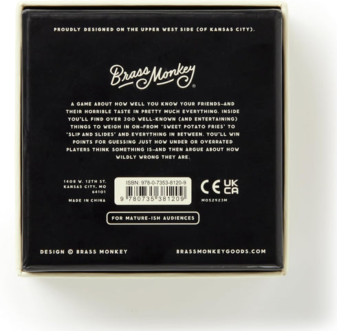 Brass Monkey Underrated Overrated, Social Party Game with 300+ Game Card Prompts for Debating Everything