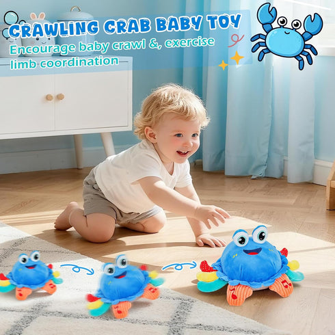 1 6-12 Tummy Baby Toys Year Old Month Time Toys Crawling Musical Crab Plush Toy Dancing Walking Moving Bouncing Sensory