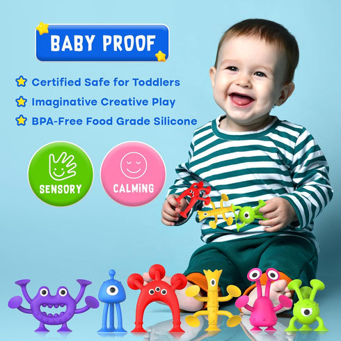 Baby Bath Toys Suction Toy, Sensory Suction Cup Toys for Toddlers, No Hole Bath Toys for Boys Girls