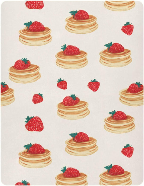 Pigsaly 27x39 Inch Crib Sheets Pancakes Strawberries Baby Sheet for Standard Crib Mattress Boys Girls Toddler Bed