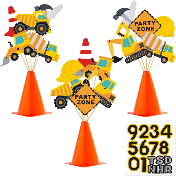 Faisichocalato 16pcs Construction Party Centerpiece Dump Truck Car Table Topper Decoration for Birthday Party Supplies
