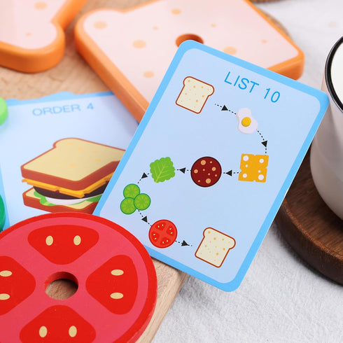 LovesTown Wooden Stacking Toys, Montessori Sandwich Stacking Toys for Kids Educational Birthday Gifts