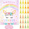 WERNNSAI Pin The Horn on The Unicorn, Birthday Party Game Poster with 24 Horn Stickers