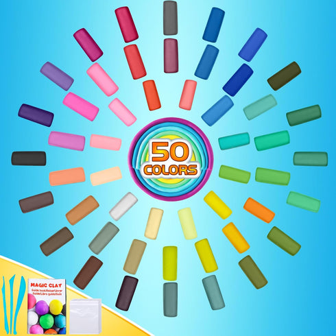 ESSENSON Air Dry Clay 50 Colors, Modeling Clay for Kids, DIY Molding Magic Clay, Gift for Kids by ESSENSON