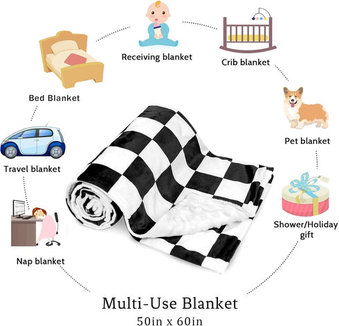 (5060 DILIMI Baby Blanket, Soft Warm Newborn Toddler Minky Plush Dot Blanket for Girl and Boy Unisex in), Black