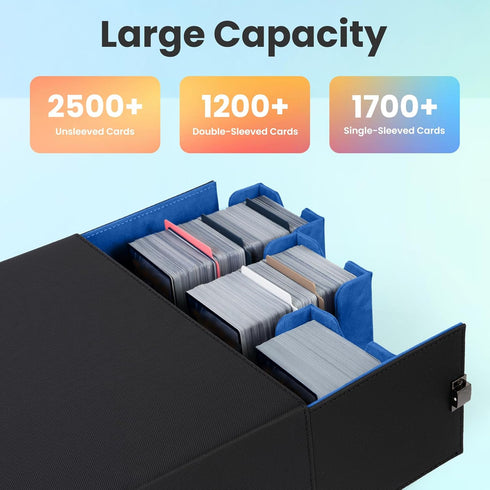 8 Tabs&3 Commander (3 Collectible Trading Card Cases with Portable Handle, with Colorful Divider card supporters,PU