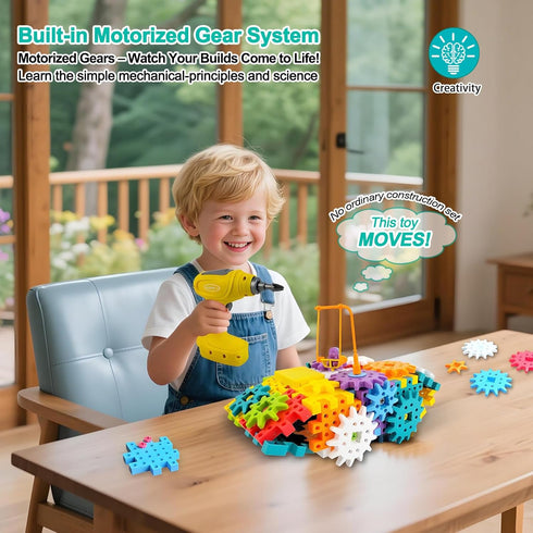 248 Set Set 3-8 STEM Education Building Toys, PCS Electric Gear Building Blocks Toys with Drill, Toddler Screw Toy