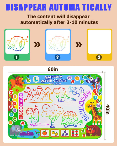 2 1 Mat,60 40 Inch Backpack,Hopscotch 3-12 in Water Doodle x Extra Large Drawing Mat with Rug Design on