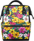Hsnar Small Flower Pattern Waterproof Diaper Bag Backpack Large Capacity Baby Bag with