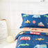 Set 1 Boys Toddler Bedding Navy with Colorful Cars Includes Boys Comforter, Flat Sheet, Fitted Sheet and Pillowcase