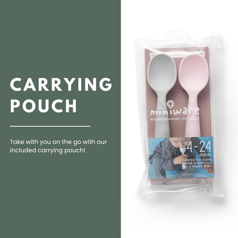 Miniware Silicone Baby Spoon for Training - 100% Food Grade Silicone, BPA Free Baby Spoons Self Feeding 6 Months,