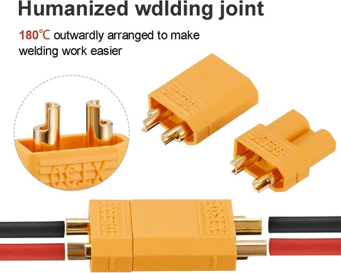 20 Pairs XT30 Connectors, Male and Female Plugs with 2 Pieces Shrink Tubing for RC Battery