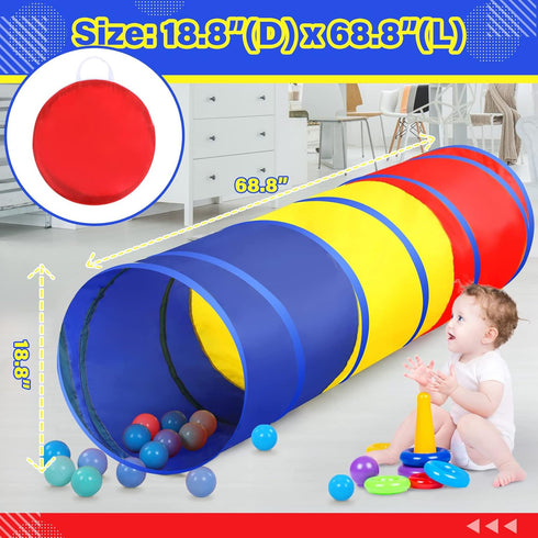 PigPigPen Kids Tunnel for Toddlers, Pop Up Play Tunnel Tent for Babies and Dogs, Indoor & Outdoor Playset (Classic 2