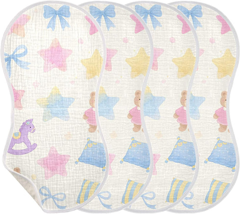 tplaotee 22x11in Cute Colorful Star-Shaped Wooden Horse Bear Cotton burping Cloth Easy Care Baby wash Cloth