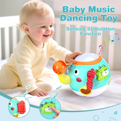 6-12 Crawling Toys - Baby Toys Months, Elephant Musical Toy with Lights & Sounds, Interactive Learning Baby Crawling