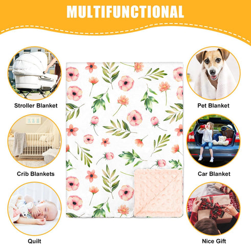 Nialnant Floral Baby Girl Blanket, Soft Plush Baby Blankets for Girls, Receiving Blankets Neutral Toddler Blanket, Girl