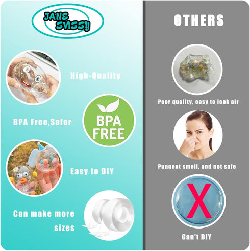 8-12 2PCS (2"&1.2") Nano Tape Bubble Kit, Nano Squishy Making kit Tape Bubbles, Arts and Craft DIY Stress Ball Making