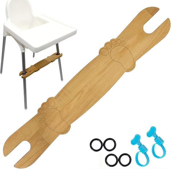 Footrest for Baby Highchair, Adjustable Non-Slip Natural Bamboo Wooden Footrest for IKEA Antilop High Chair