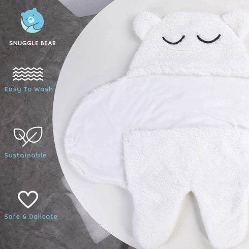 Snuggle Bear 0-6 Baby Swaddle Blanket Wrap Cute Newborn Bear Onesie Ultra Soft Essential Wearable Swaddling Receiving