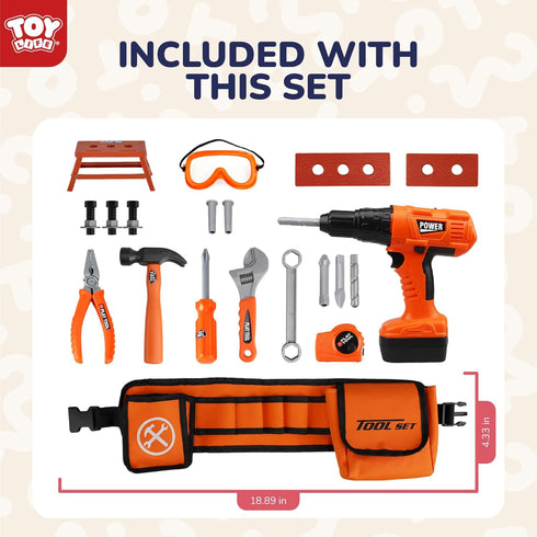 Set Set 3 4 5 6 7 8 TOY Life Kids Tool with Kids Tool Belt & Toy Drill, Toddler Tool for Kids Pretend Play, Toy Tools