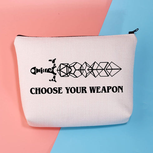 Choose Your Weapon D&D Gamer Makeup Bag: Dragons D20 RPG Gaming Gift