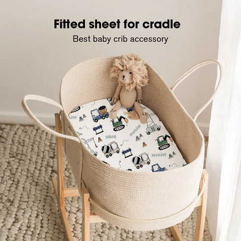 3 Pack, 33" 18" Little Grape Land Bassinet Sheets for Baby Boys Girls x Extra Soft Breathable Fitted Bassinet Sheets