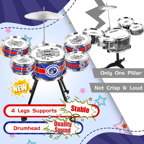 Set Set 5 3 4 5 Toy Drum for Toddlers Upgrade Drums Kit Kids Jazz Drum with Stool, Drums Percussion Musical Instruments