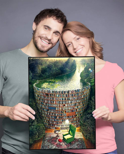 1000 Piece Bookshelf Canal Jigsaw Puzzle for Adults - Perfect for Mother's Day, Christmas, Birthday Gifts