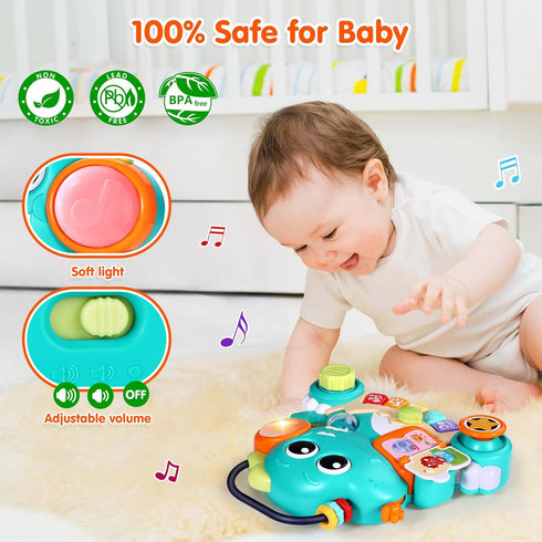 WITALENT Baby Toys 6-12 Months - Dinosaur Piano Music Light Up Toys for 1 Year Old Boys Girls, Interactive Keyboard