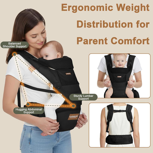 6-in-1 Baby Carrier with Hip Seat, Baby Carrier Newborn to Toddler, Forward-Facing Carry for Active Babies, Adjustable