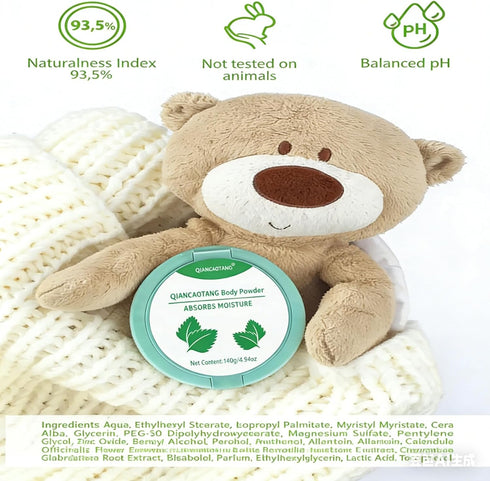 QIANCAOTANG 100% 9.88oz Cornstarch Baby Powder - Talc-Free & Hypoallergenic for Sensitive Skin, Helps Prevent & Soothe