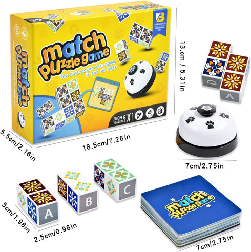 Wooden Match Puzzle Game Popular Board Games for Family Night, Pattern Matching Puzzle Game, Block Match Puzzles