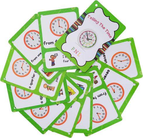 20 Analog Clocks Telling Time Flashcards, Educational Learning Toys for Toddlers, Kindergarten Supplies