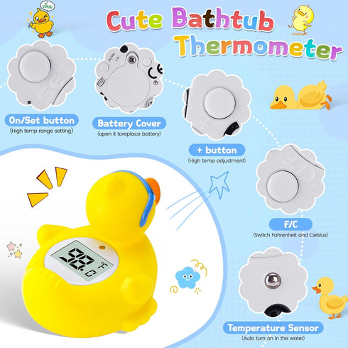 Duck Baby Bath Thermometer - Newborn Safety Floating Toy for Room and Bath Temperature