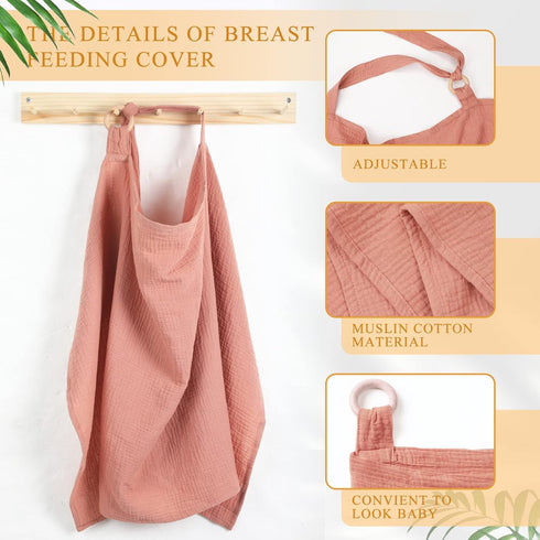 3 Treela Pcs Muslin Cotton Breathable Nursing Cover Multi Use Car Seat Stroller Breastfeeding Cover for Breastfeeding