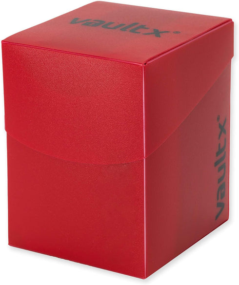 Vault X Trading Card Deck Box with 150 Black Card Sleeves, Fits 100+ Sleeved Cards, Storage Box for TCG (Red)