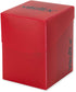 Vault X Trading Card Deck Box with 150 Black Card Sleeves, Fits 100+ Sleeved Cards, Storage Box for TCG (Red)